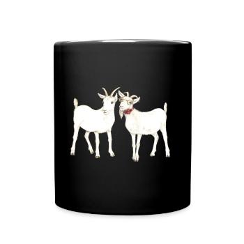 2 lustige Ziegen, super Geschenk fuer Ziegen Fans - Tasse einfarbig - Schwarz - Vorne