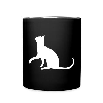 Katze Katze Katze Katze Katze Katze Mieze Pfote - Tasse einfarbig - Schwarz - Vorne
