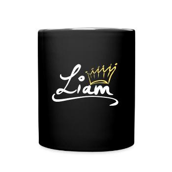 Krone Name Namensschild Liam - Tasse einfarbig - Schwarz - Vorne