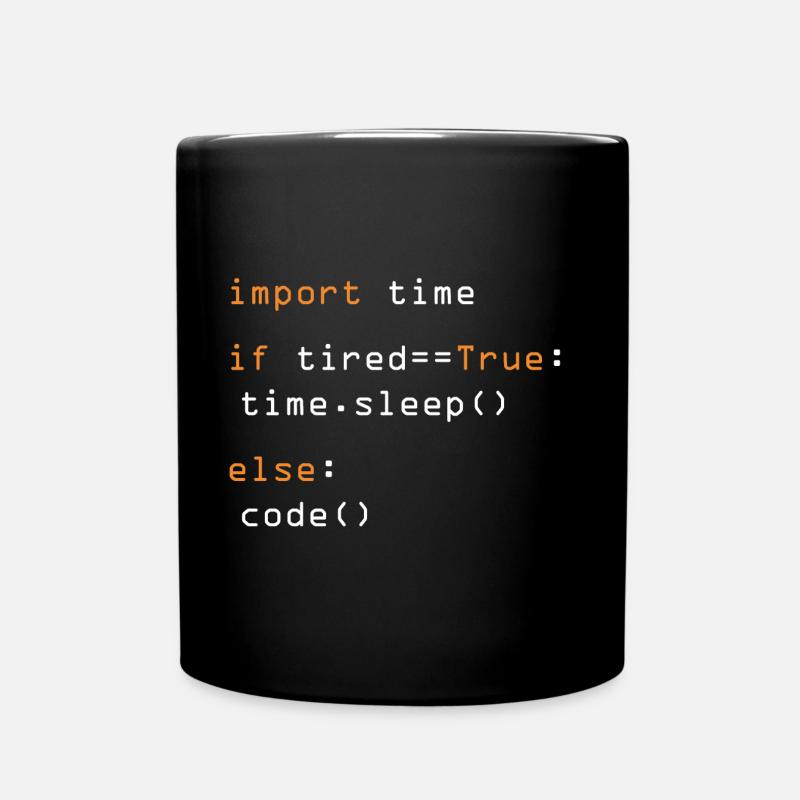 Python Code Import Sleep Tired Loop - Mug uni - noir