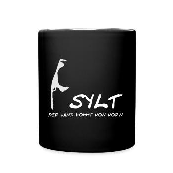 Sylt - der Wind kommt von vorn - Tasse einfarbig - Schwarz - Vorne