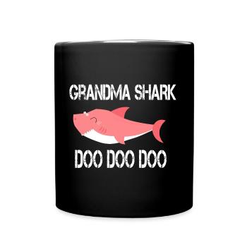 Oma hai Grandma shark - Tasse einfarbig - Schwarz - Vorne