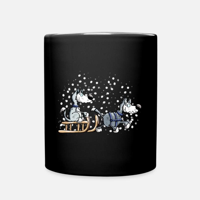Schlittenhunde im Schnee - Tasse einfarbig - Schwarz