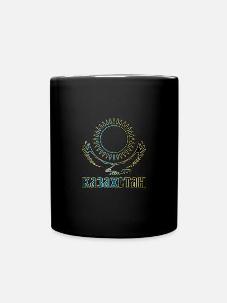 Kasachstan Adler Schriftzug Geschenk - Tasse einfarbig - Schwarz