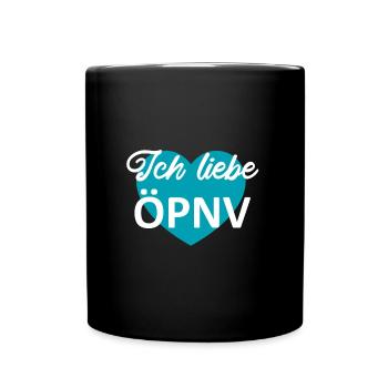 Ich liebe OePNV Bahn Geschenkidee - Tasse einfarbig - Schwarz - Vorne