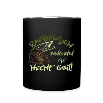 Hecht angeln Raubfisch Fischer Angler - Tasse einfarbig - Schwarz - Vorne
