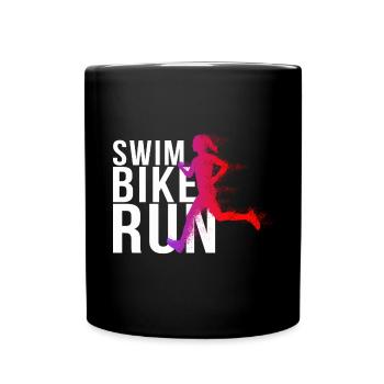 Triathlon - Swim Bike Run Frau - Tasse einfarbig - Schwarz - Vorne