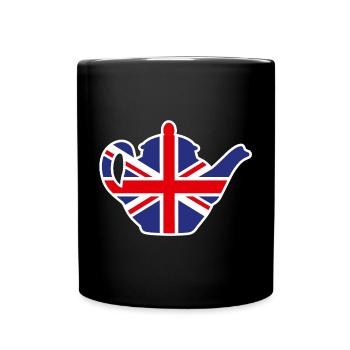 Britisches Vereinigtes Königreich Teekanne Union Jack UK - Tasse einfarbig - Schwarz - Vorne