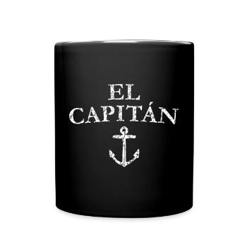 El Capitan Anker (Vintage Weiß) Käpt'n Segeln - Tasse einfarbig - Schwarz - Vorne