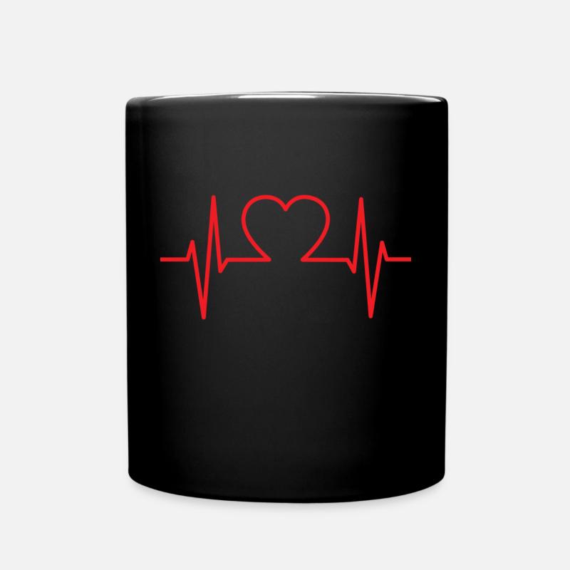 Battement de coeur avec coeur - Mug uni - noir