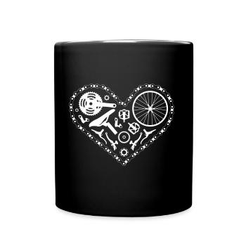 bike heart white - Full Colour Mug - black - Front