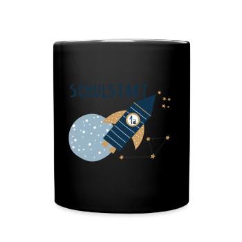 Schulstart Rakete 1a - Tasse einfarbig - Schwarz - Vorne