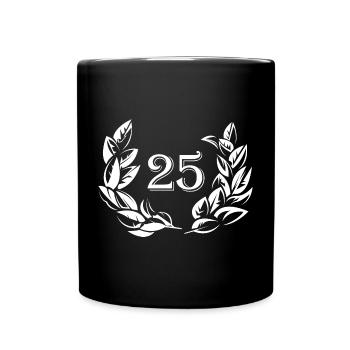 25 years jahre jubiläum anniversary lorbeer Symbol - Tasse einfarbig - Schwarz - Vorne