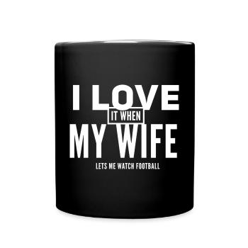 Ich liebe meine Frau Fußball Design - Tasse einfarbig - Schwarz - Vorne