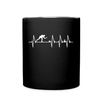 Kegeln Herzschlag Shirt Kegel Geschenk Kegelverein - Tasse einfarbig - Schwarz - Vorne