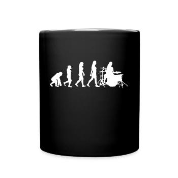 Drummerin Evolution Schlagzeug Schlagzeugerin - Tasse einfarbig - Schwarz - Vorne