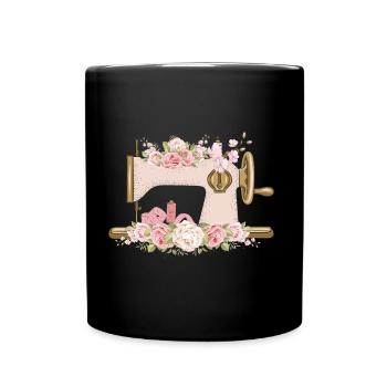 Nähmaschine Näherin Mama Geschenkidee T-Shirt - Tasse einfarbig - Schwarz - Vorne