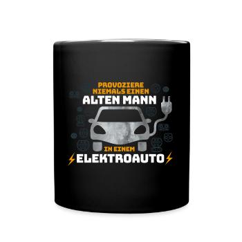 Elektroauto - T-Shirt - Alter Mann - Tasse einfarbig - Schwarz - Vorne