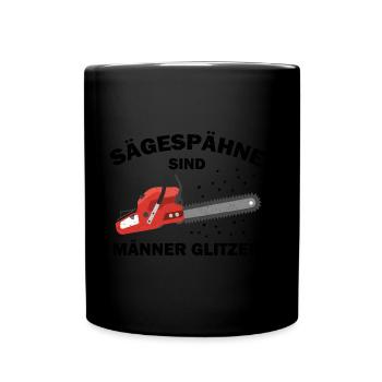 Sägespähne sind Männer Glitzer - Tasse einfarbig - Schwarz - Vorne