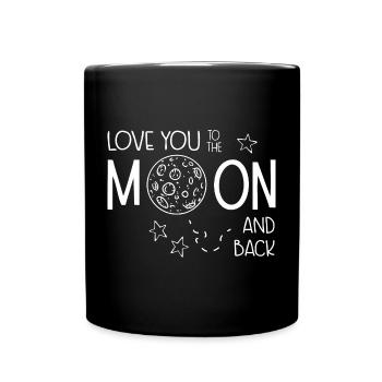Ich liebe dich auf dem Mond (dunkel) - Tasse einfarbig - Schwarz - Vorne