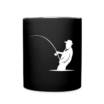 fishing fishing angler fisherman icon icon logo - Full Colour Mug - black - Front