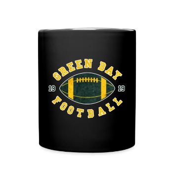 Vintage Football Logo Print Distressed - Full Colour Mug - black - Front