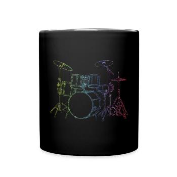 Drumset Sticks Schlagzeuger Schlagzeug Drummer - Tasse einfarbig - Schwarz - Vorne