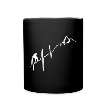 Heartbeat - Hiking - Mountains - Full Colour Mug - black - Front