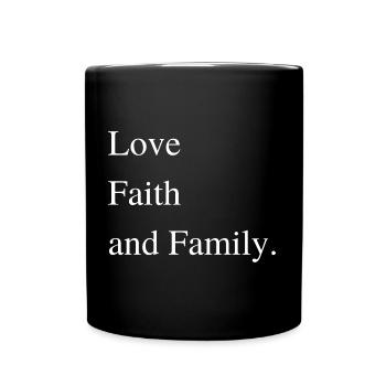 Love Faith Family Statement Lettering - Full Colour Mug - black - Front