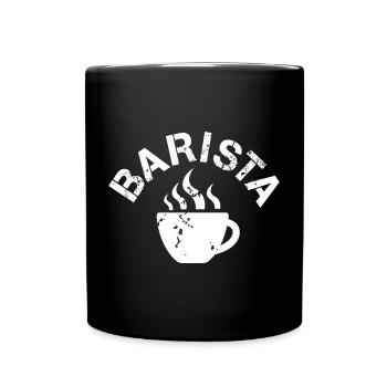 Barista Cafe Kaffee Symbol Logo icon Illustration - Tasse einfarbig - Schwarz - Vorne