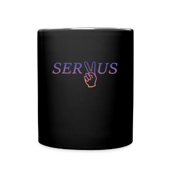 Servus - Tasse einfarbig - Schwarz - Vorne