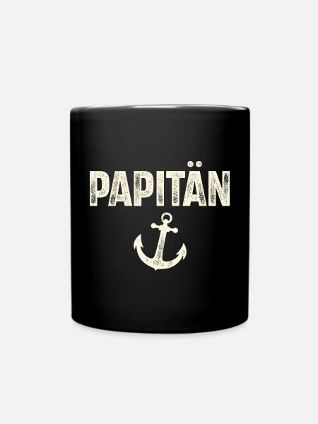 Papitän Kapitän Papa Vater Vatertag Segeln - Tasse einfarbig - Schwarz