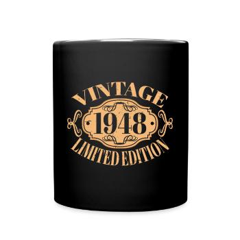 Jahrgang 1948 - 74 Jahre alt, Geschenk zum 74. Geburtstag - Tasse einfarbig - Schwarz - Vorne