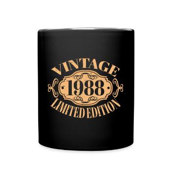 Jahrgang 1988 - 34 Jahre alt, Geschenk zum 34. Geburtstag - Tasse einfarbig - Schwarz - Vorne
