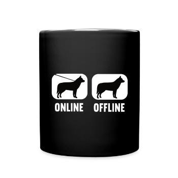 Online Offline Husky Husky Owner Husky Owner Husky Owner - Full Colour Mug - black - Front