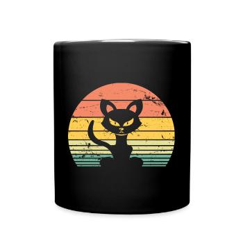 Niedliche Katze Retro Silhouette Katze Liebhaber & Besitzer Geschenk - Tasse einfarbig - Schwarz - Vorne