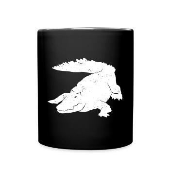 Krokodil Kunst Silhouette Grafik Wildtierliebhaber - Tasse einfarbig - Schwarz - Vorne