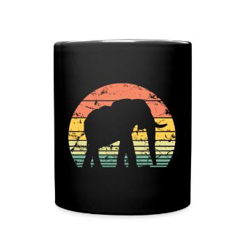 Elephant Retro Silhouette Wildlife Elephant Lover - Full Colour Mug - black - Front