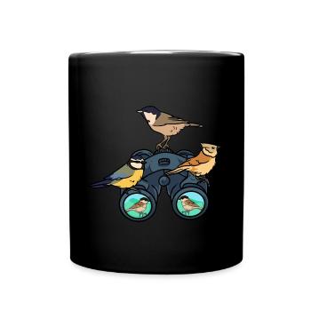 Vogelbeobachtung Vogelfreund Fernglas Ornithologe - Tasse einfarbig - Schwarz - Vorne
