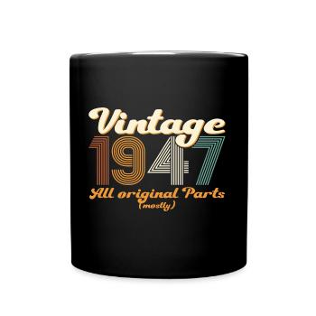 Original vintage 1947 75th birthday gift - Full Colour Mug - black - Front