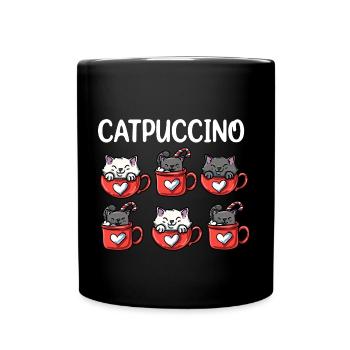 Catpuccino Kawaii Katze Kaffee Anime Otaku - Tasse einfarbig - Schwarz - Vorne