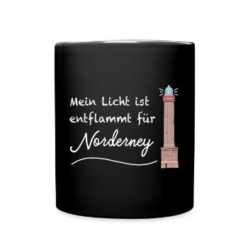 Entflammt für Norderney, Nordsee - Tasse einfarbig - Schwarz - Vorne