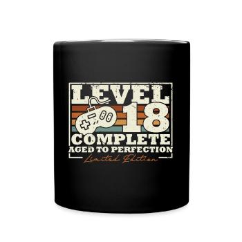 18 Birthday Level 18 Complete 18 Years Gift - Full Colour Mug - black - Front