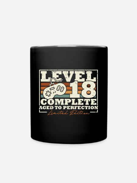 18 Birthday Level 18 Complete 18 Years Gift - Full Colour Mug - black