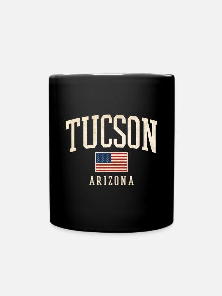 Imprimé de drapeau vintage de Tucson, Arizona - Mug uni - noir