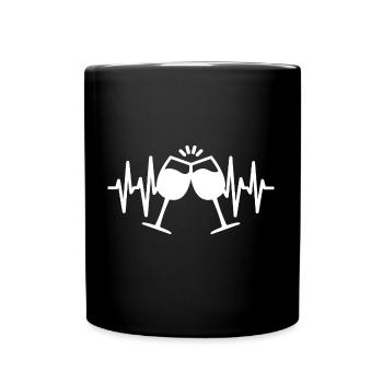 Wein Herzschlag Weinliebhaber - Tasse einfarbig - Schwarz - Vorne