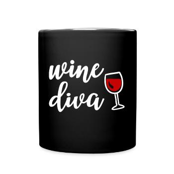 Wine Diva Women Wine Lovers - Full Colour Mug - black - Front