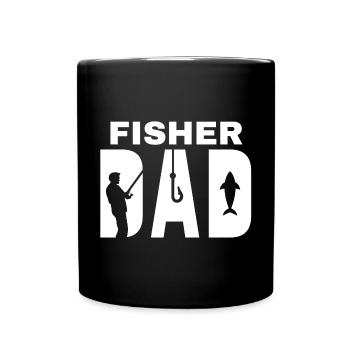 Angeln, Fischer, Angelfächer - Tasse einfarbig - Schwarz - Vorne