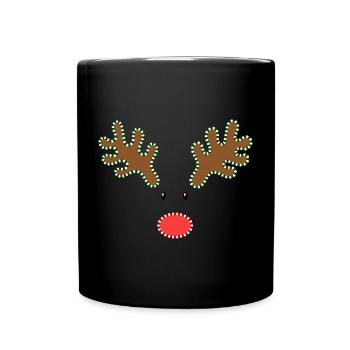 Christmas Rudolph Reindeer - Full Colour Mug - black - Front