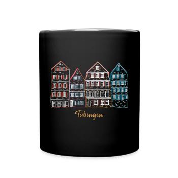 Tübingen, Süddeutschland, Strichzeichnung - Tasse einfarbig - Schwarz - Vorne